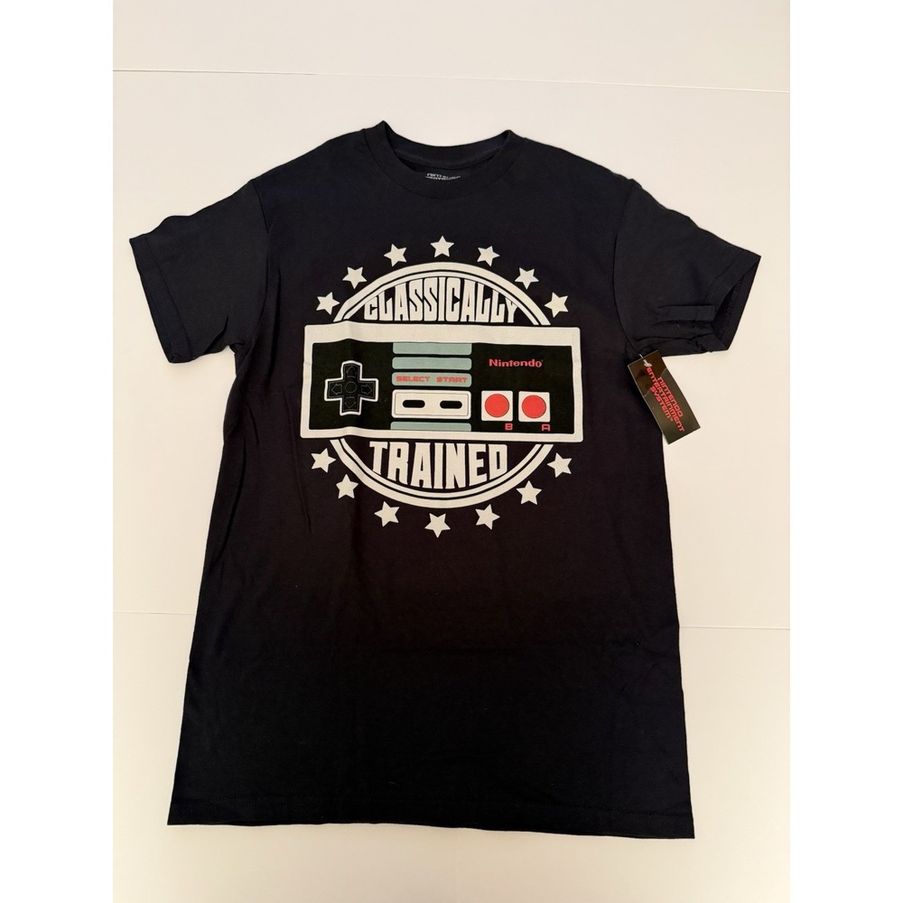Nintendo Men T-Shirt Small Controller Retro Black 90s Cotton Video Gamer Tee NWT